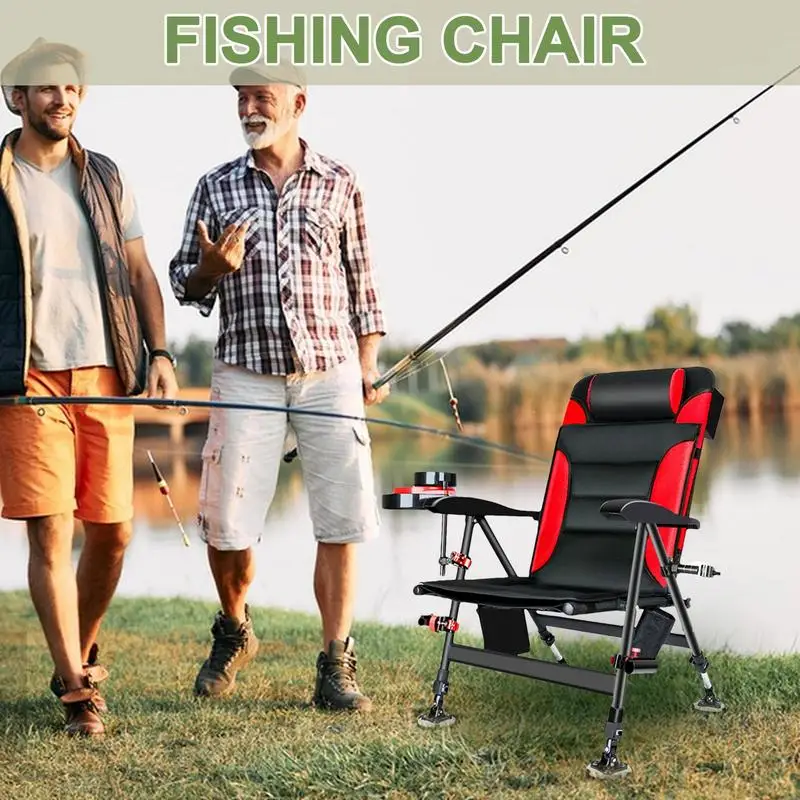 Portable Fishing Chair Folding Camp Chairs For Outdoor Fishing Reclining Camping Chair Heavy Duty Ice Fishing Chair For Fishing