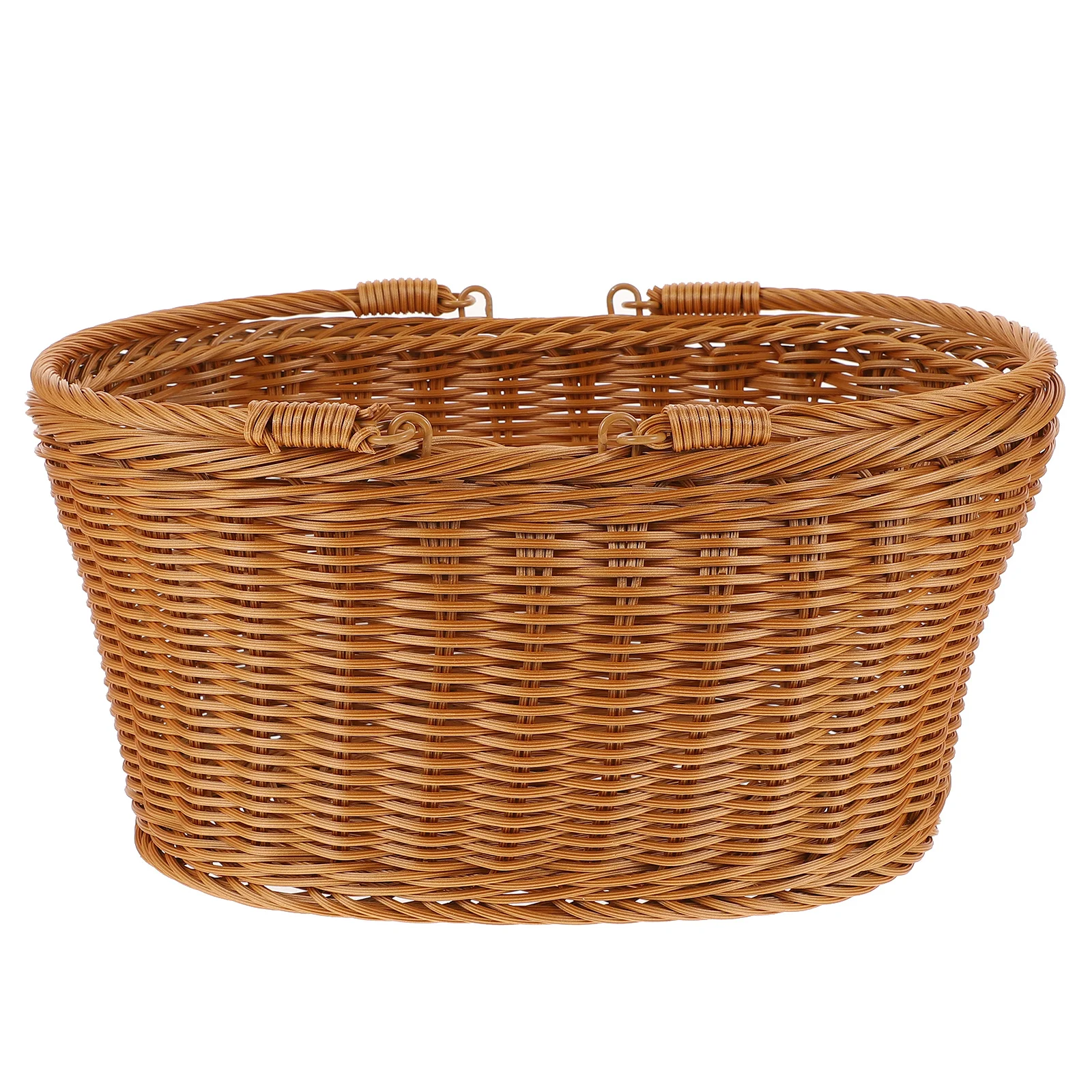 Panier de rangement de fruits et légumes, 1 pièce, panier de pique-nique Portable tissé pour pain, collations, imitation rotin léger Multi