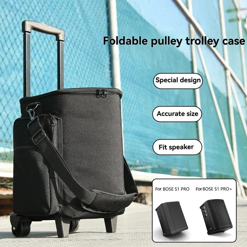 Carrying Bag For Bose S1 Pro/Pro+ Speaker Portable Storage Pull Rod Case Speaker Case W/ Elastic Band For Traveling