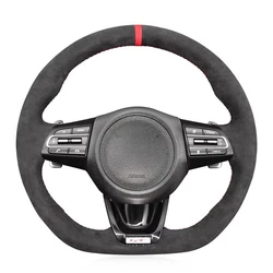 Antislip Suède Lederen Auto Stuurhoes Voor Kia Stinger 2017 2018 2019 2020 Handnaaien Originele Stuurwiel Vlecht