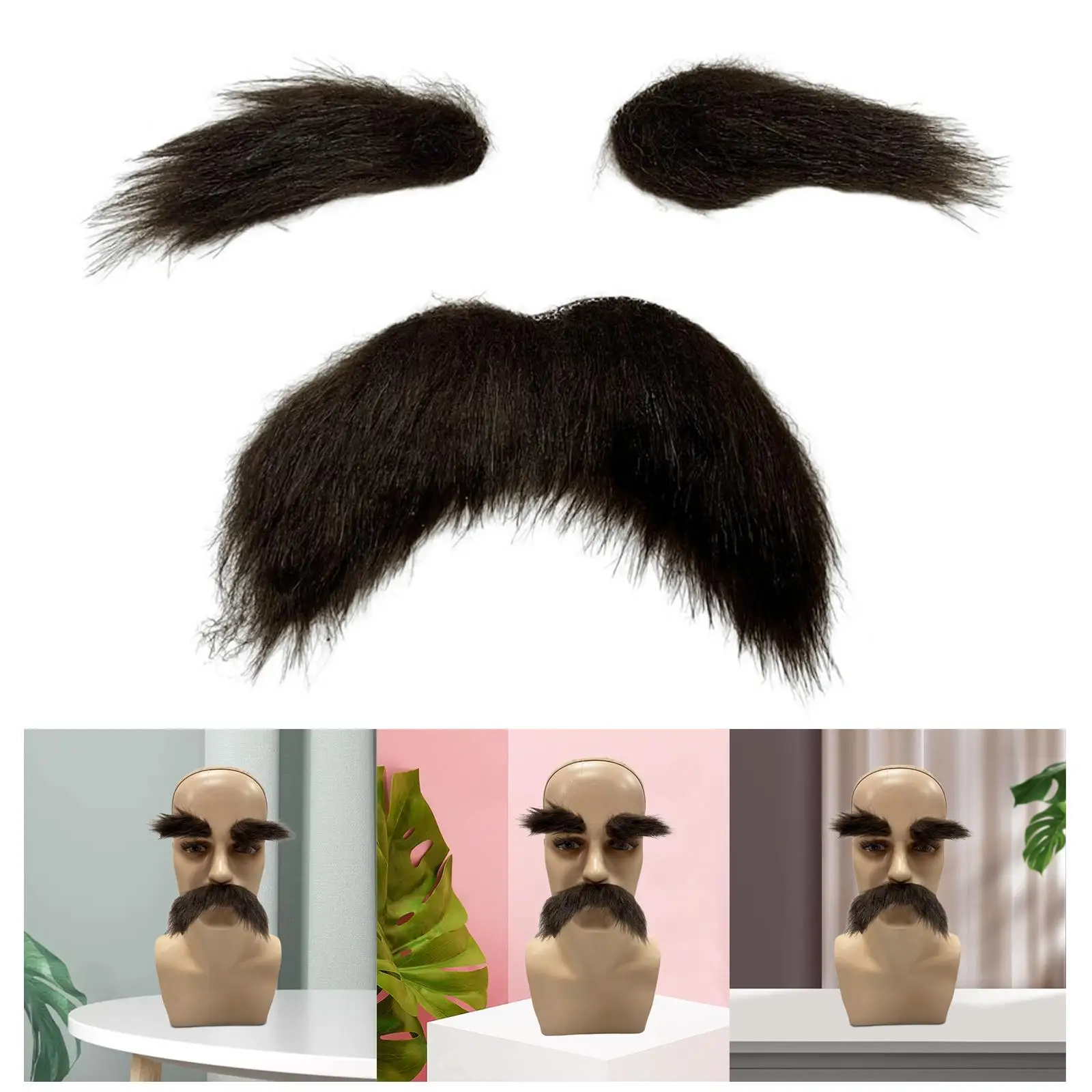Eyebrows Kits DIY Makeup Decor Self Adhesive Fake Mustache Set Fake Beard for Halloween Festival Party Activities Adults Players