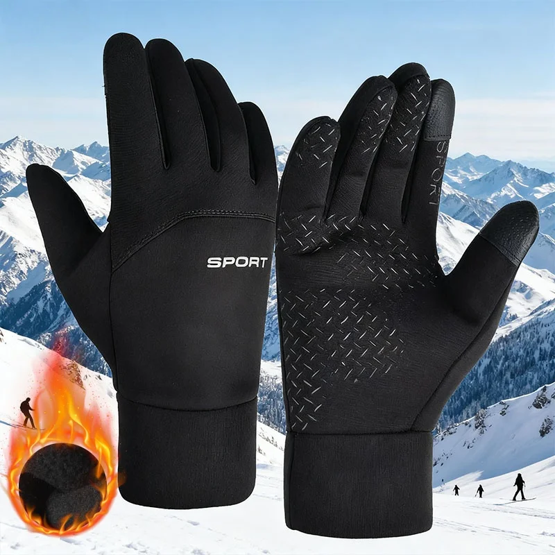 Winter Warm and Velvet Gloves for Men and Women Cycling Outdoor Sports Waterproof and Cold Proof Touchable Screen