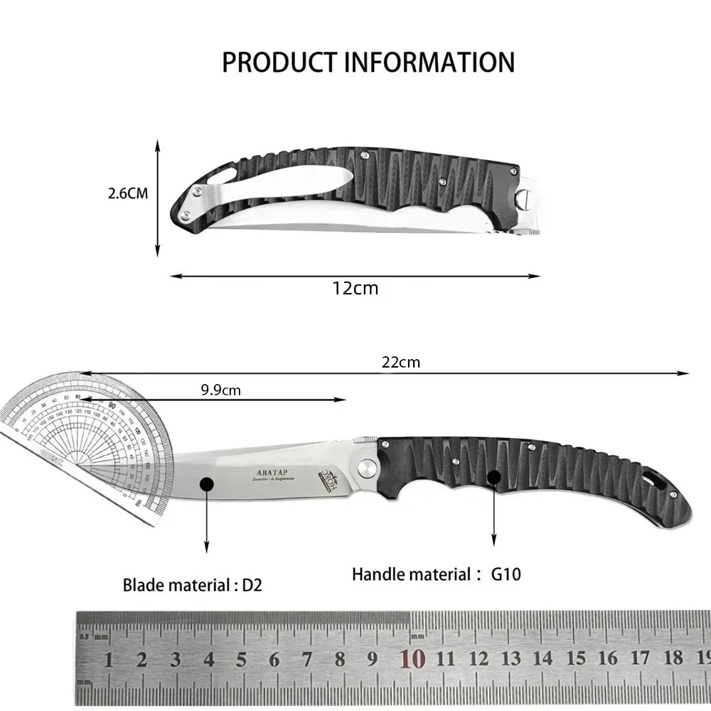 Russian Folding Knife D2 Blade G10 Handles Everyday Carry Survival Camping Hunting Tactical Durable High Hardness Utility Knives