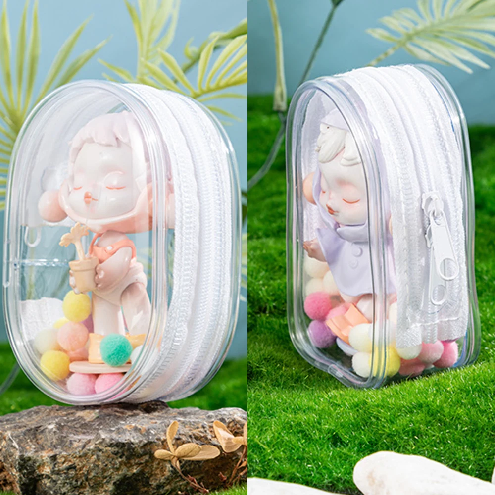 Transparent Thicken PVC Mystery Box Doll Bag Girls Portable Mini Plush Dolls Storage Pouch Double Zippers Classic Organizer Box