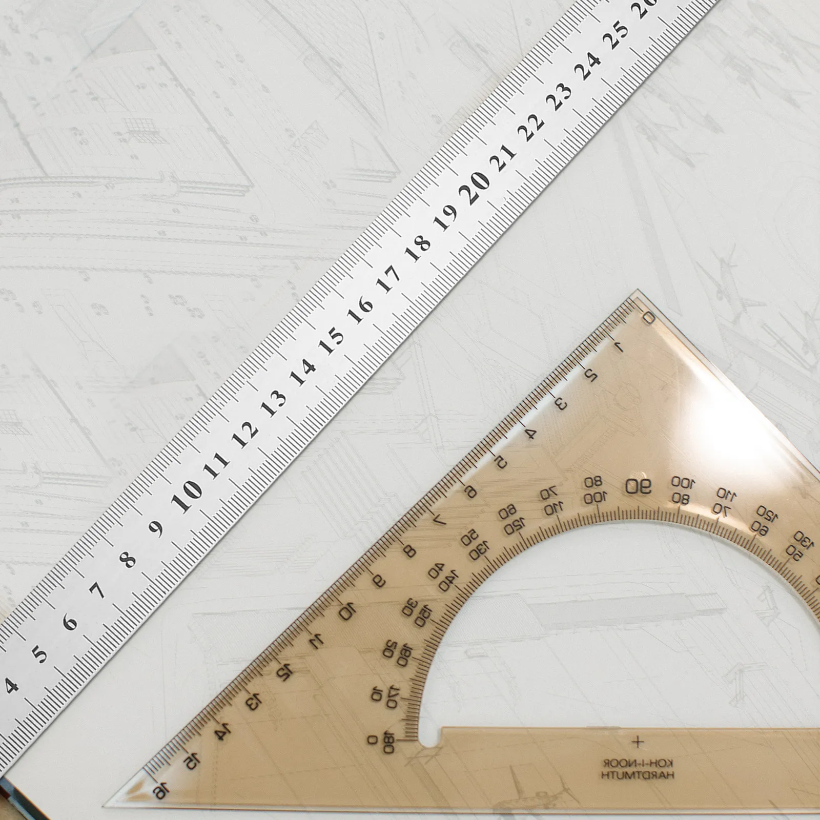3Pcs Metal Straight Ruler Set Double Side Graduated Scale High Visibility Polished Steel Ruler for Geometry Drafting Measuring