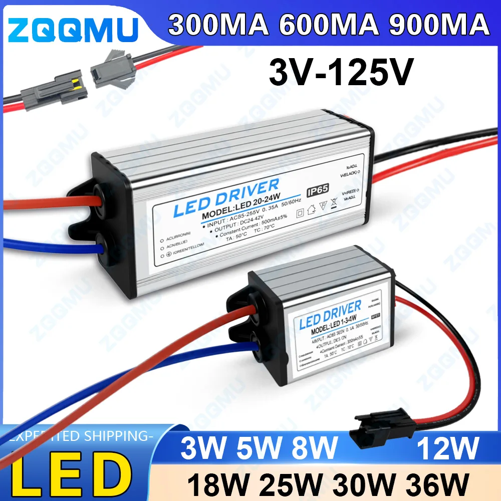 LED Driver 1-3W 3-5W 4-7W 8-12W 18W 18-24W 30W 36W 300MA 600MA 900MA Outdoor Waterproof Isolation Voltage Driving Power Supply