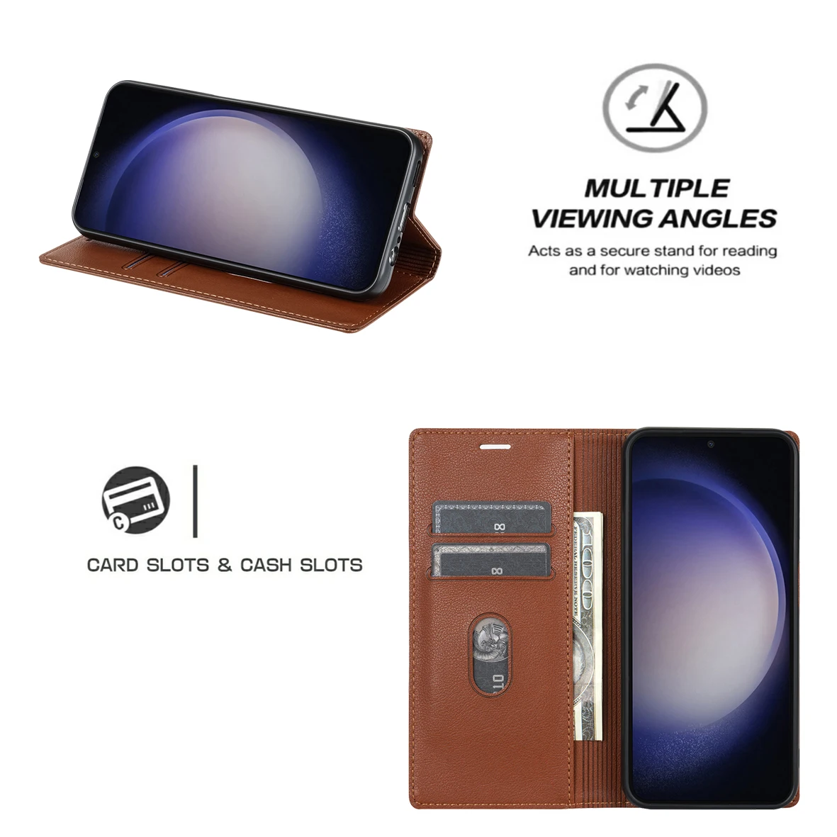 Leather Case For Samsung Galaxy S24 S25 Ultra S23 Plus FE A16 A36 A56 A15 A25 A55 A14 A34 A54 A13  A33 A53 Flip Wallet Cover