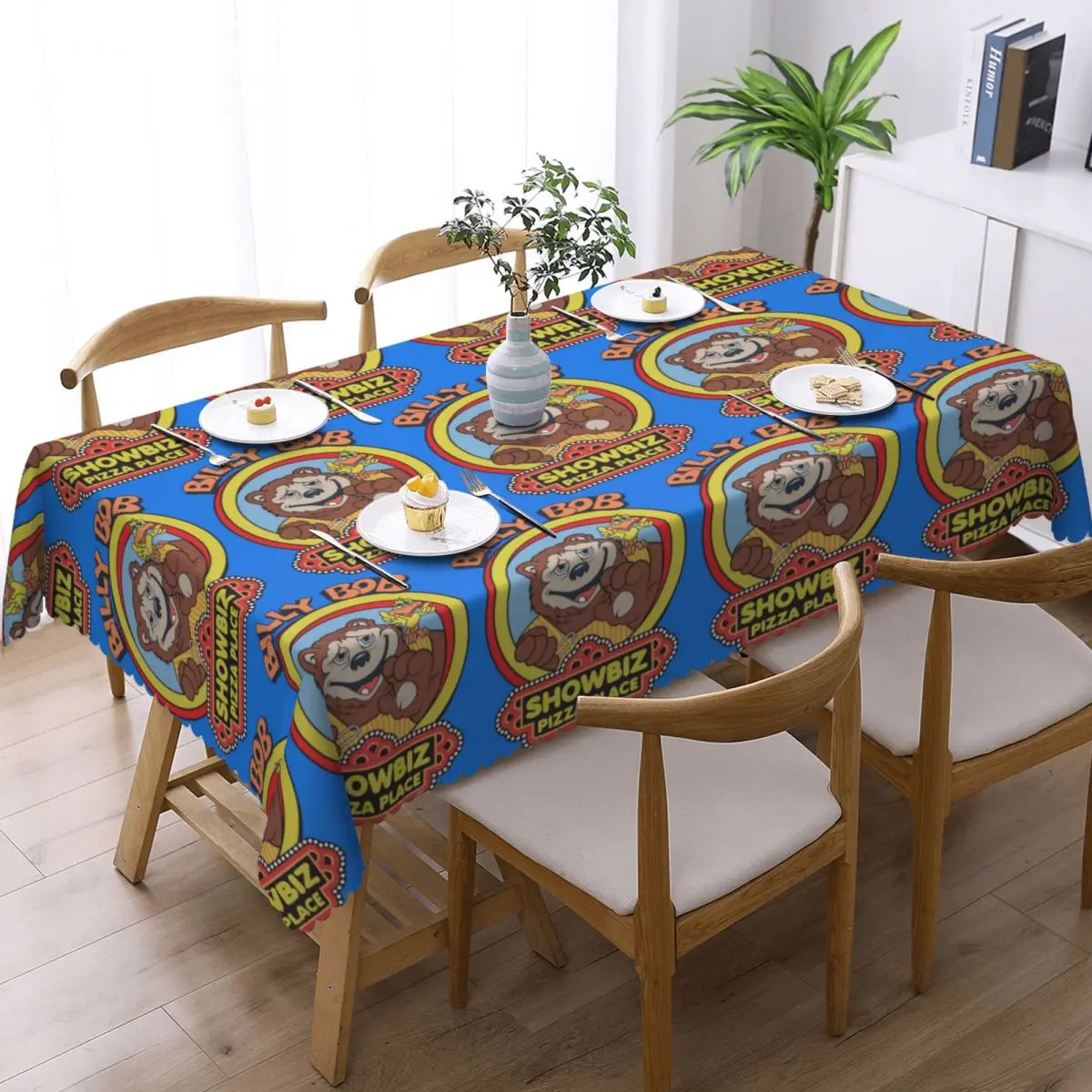 Showbiz Pizza Billy Bob Customized Rectangular Tablecloth Oilproof Table Cover for Festival Party Decorations Table Cloth
