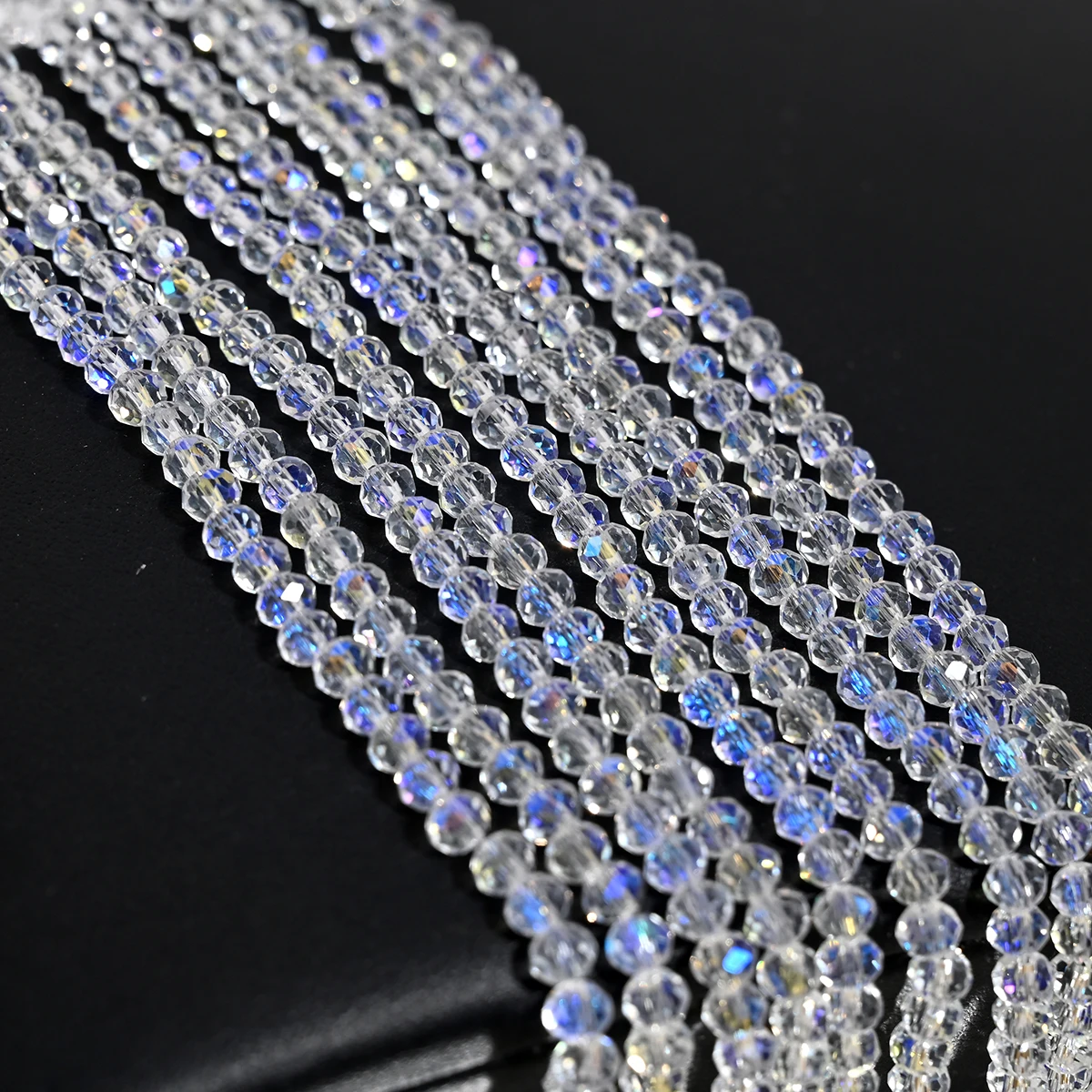 110 Stuks 4MM Kunstmatige Kristallen Glazen Kralen Platte Ronde Helder Facet Losse Spacer Bead voor Sieraden Maken DIY Armband ketting