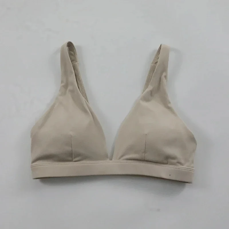 Dfyne Origin-Sujetador deportivo minimalista para mujer, sostén Sexy con cuello en V profundo, triangular, suave, espalda abierta, acolchado, Top