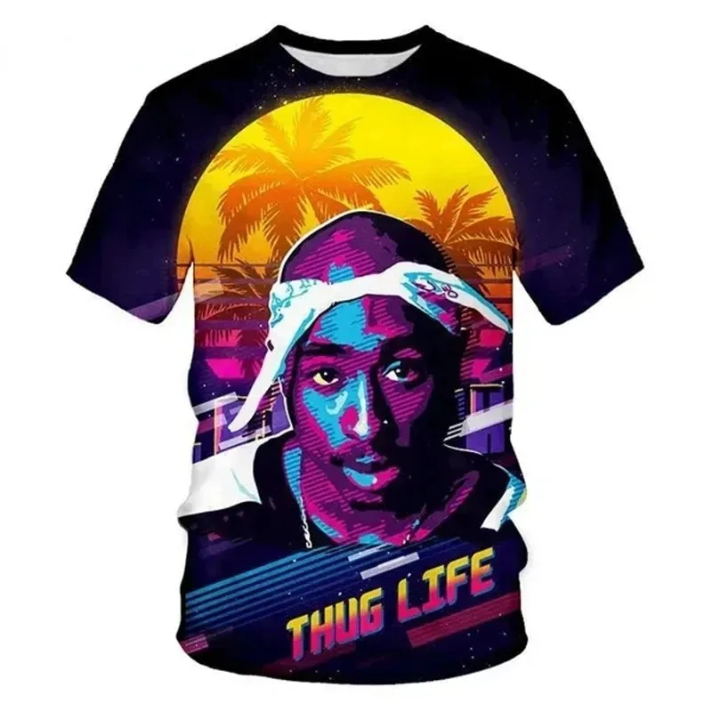 2Pac T-Shirt Rapper Star Tupac 3D Printed Street Wear Men'S And Women'S Casual O-Neck T Shirt Street Wear Hip-Hop Music Top