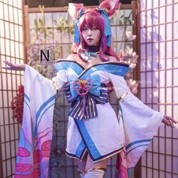 Game League of Legends/LOL Anime Ahri Cosplay Costume Spirit Blossom Cosplay Outfits Wig HalloweenGame Costumes for Women Girl