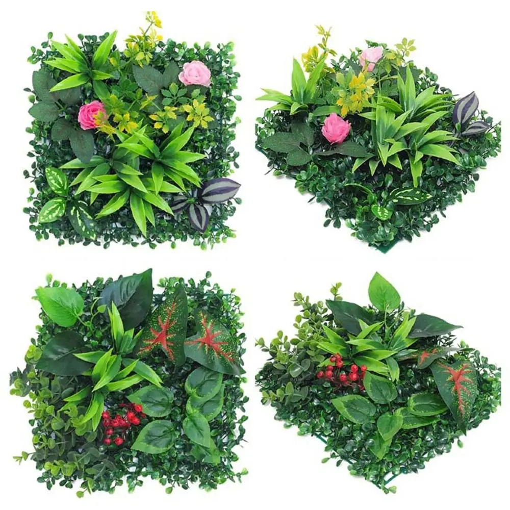 DIY Artificial Plant Wall Panel Lifelike Durable Artificial Eucalyptus Carpet No Watering 25*25cm Artificial Fern Grass