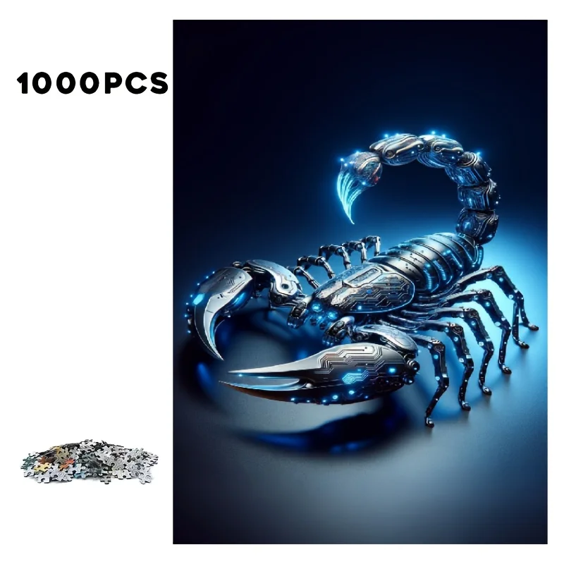1000ピース ブルーグローサソリパズル - 光るメタリックブルー ジグソーパズル 大人とティーン向け、教育STEM学習、耐久性