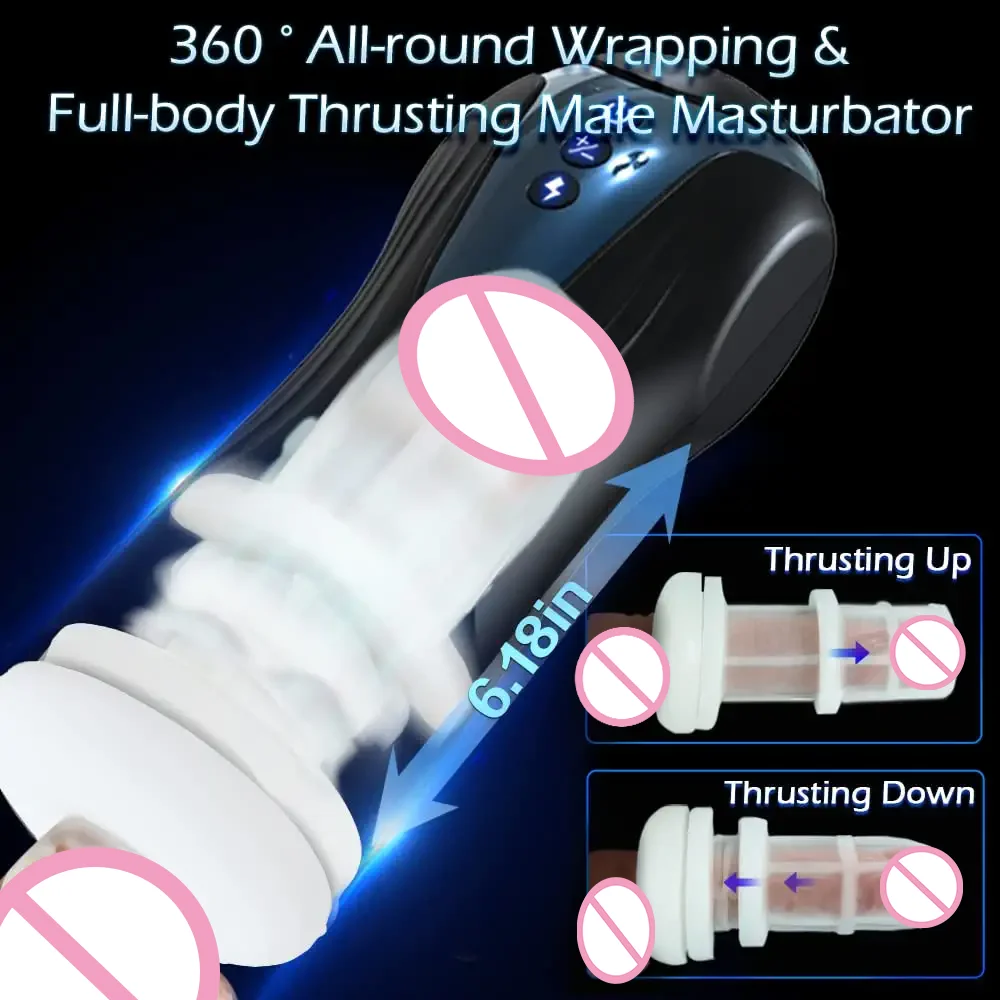 Automatic Thrusting Male Masturbator Sex Toy Pocket Pussy 7 Thrusting & Vibration Modes Telescopic Adult Toys for Men Penis Pump - view 3