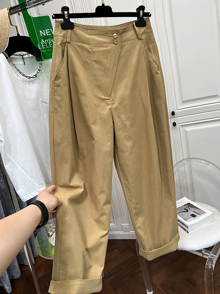 إلي ملابس العمل القطنية هارلان السراويل النسائية فضفاضة كل مباراة تصميم الكاكي والأم السراويل الفنية تخفيف Sle كيت التفاصيل