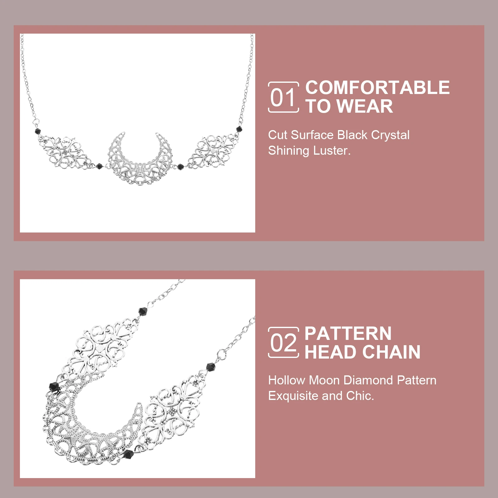 

Retro Head Chain Women Jewelry Bridal Hair Accessories Moon Design Alloy Headpiece Wedding Party 70s Style Not Fade Deform Break