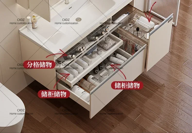 XXCream-style Washbasin Bathroom Cabinet Ceramic Integrated Basin Modern Bathroom Cabinet Simple Storage Furniture