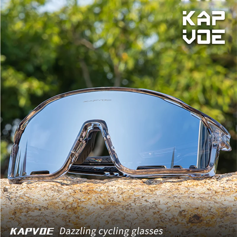 Red Phorochromic Kapvoe Cycling Eyewear Cycling Sunglasses Polarized Sports Glasses Man UV400  Bike Glasses Women Sport Goggles