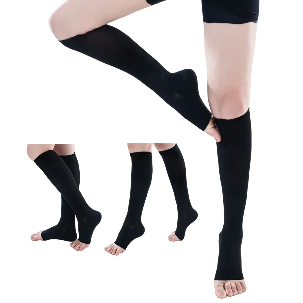Hh Medical Open Toe Compression Stockings for Woman Men Knee High Calf Support Socks Graduated Pressure Support
