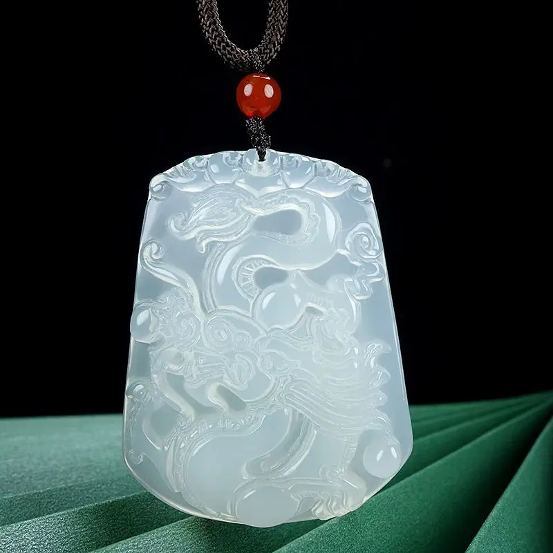 Pendant Men's and Women's Dragon Card Necklace Pendant, Wealth Attracting Agate Zodiac Pendant