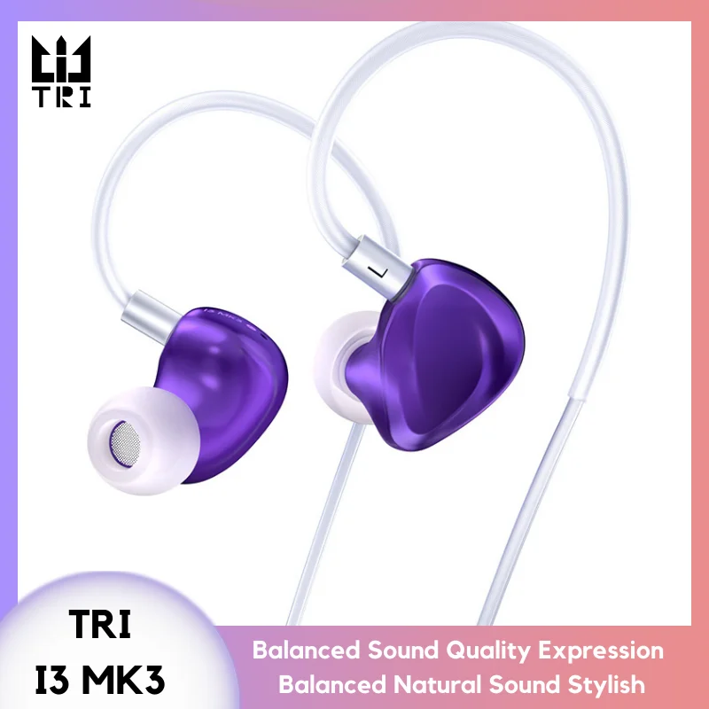 

TRI I3 MK3 Hybrid Earphones Beats In Ear Monitor Wired headphones With 5N Plated Silver Iem Cable Noise Canceling Gaming Headset