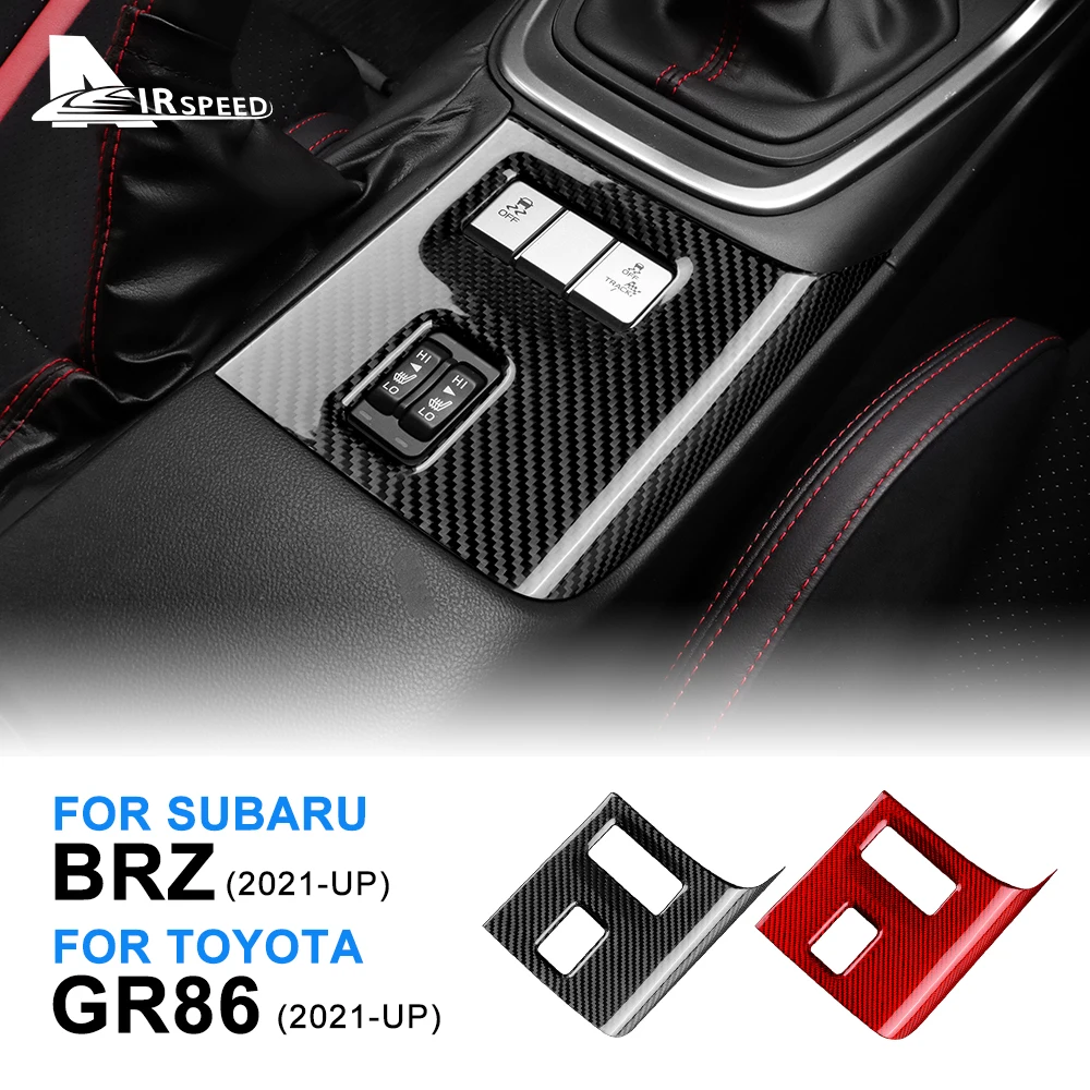 1pcs For Subaru BRZ Toyota GR86 2021 2022 Real Hard Carbon Fiber Sticker Car Seat Heat Button Cover Interior Auto Accessories