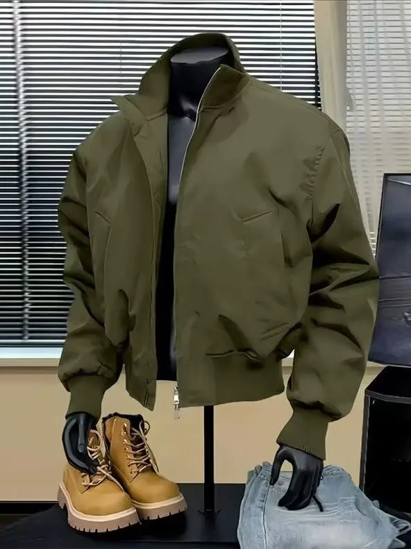 Cleanfit American Style Flight Stand Collar Jacket Men's Spring Autumn Trendy Short Baseball Heavyweight Hardwearing Workwear...