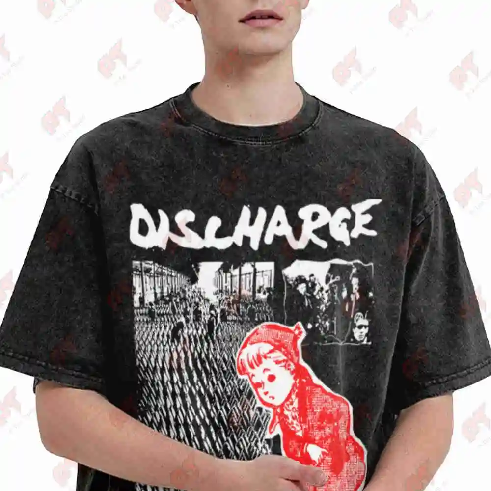 Discharge Hardcore Crust Punk Vintage Washed Tee Pure Cotton T-Shirt