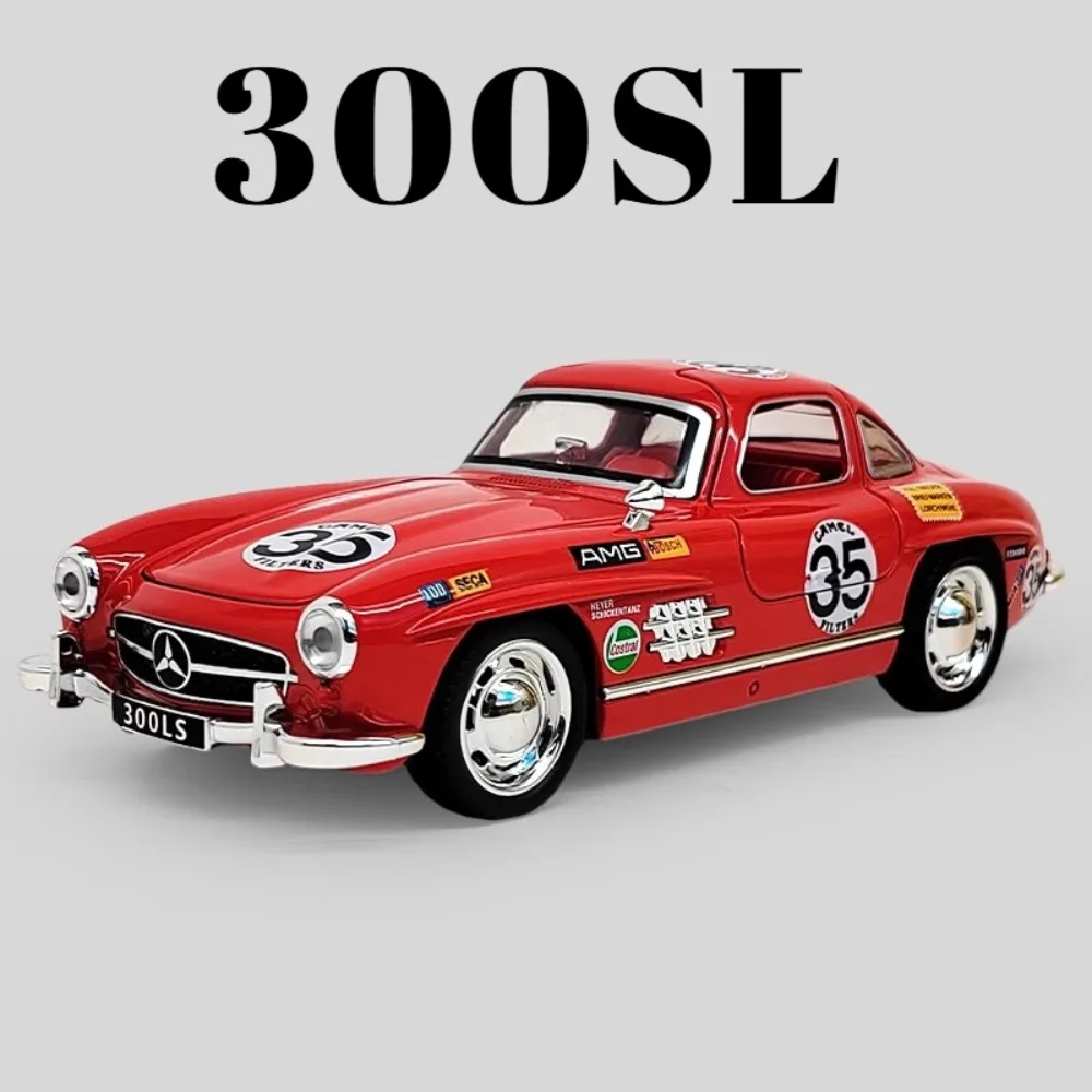 1:32 300SL 500k Vintage Car Model Toy Doors Opened Metal Diecasting Vehicle Sound Light Models Collection Gifts for Children