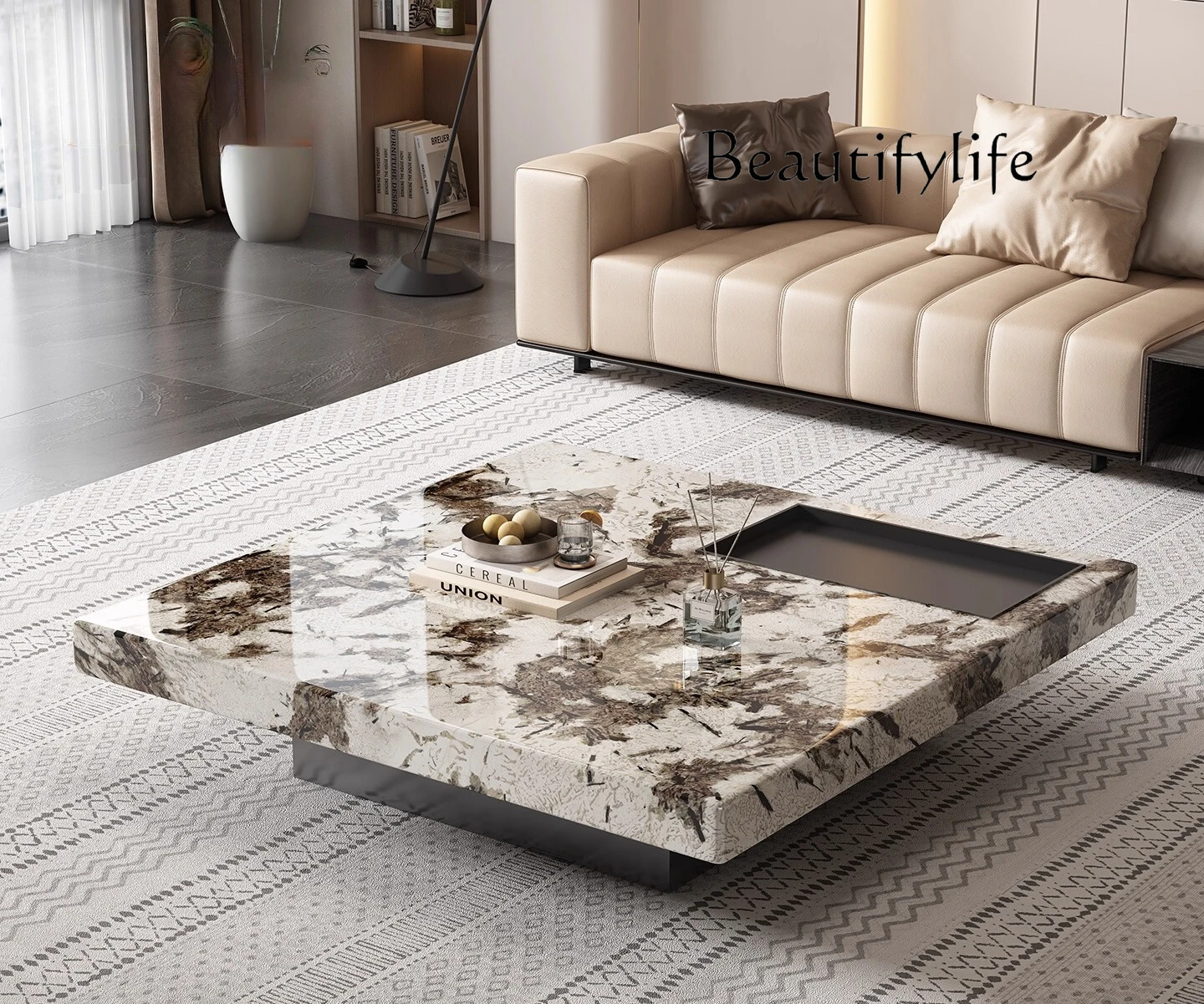 

Natural luxury stone coffee table marble large apartment living room high-end villa high-end custom fashion