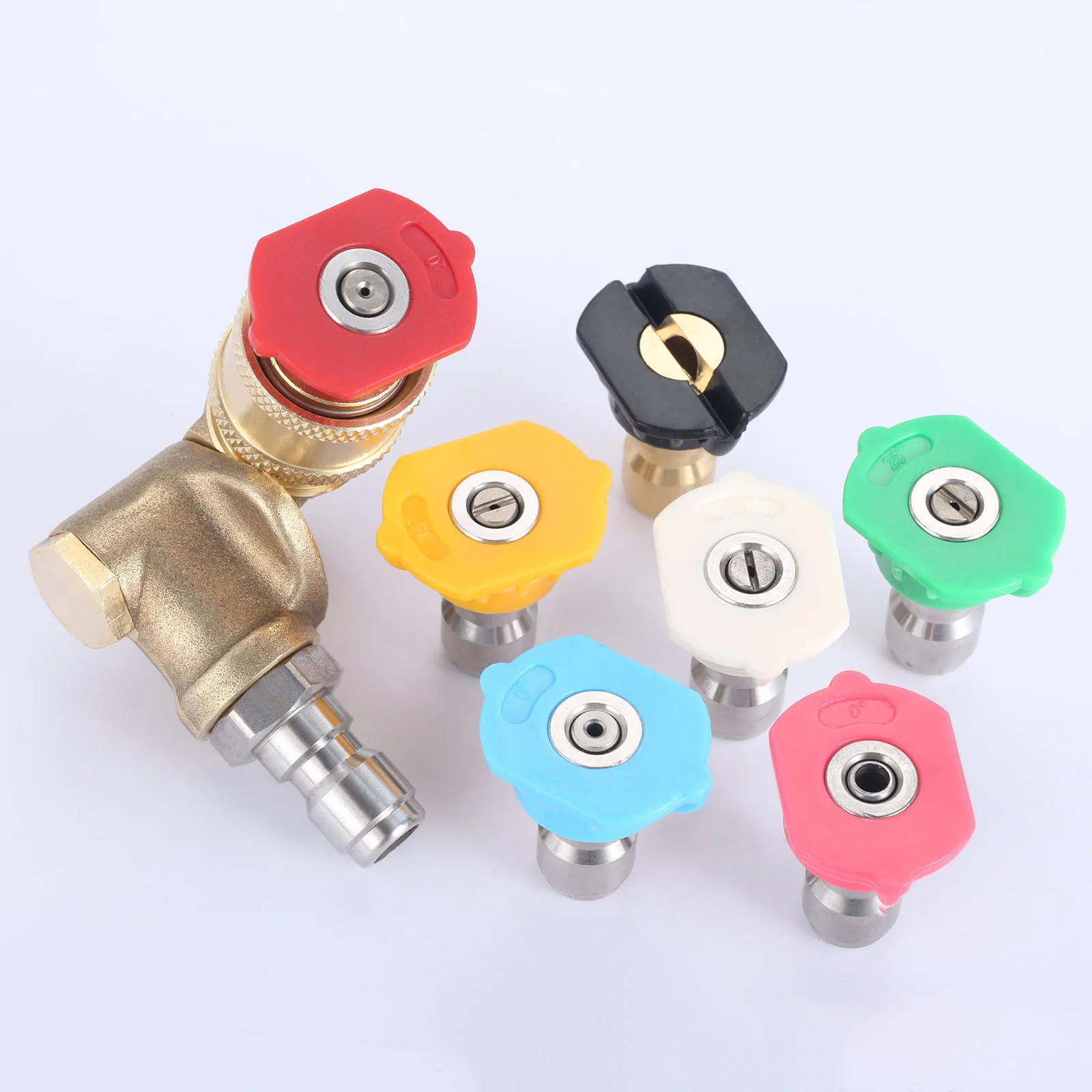 8Pcs/set Universal Power Pressure Washer Spray Nozzle Tips w/Quick Connect Pivot Adapter Coupler 180 Degrees w/5 Rotation Angles