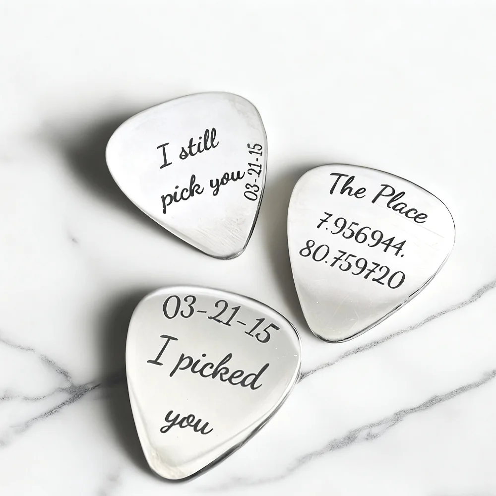 Custom Guitar Picks Personalized Stainless Steel Picks for Guitar Engraved Guitar Picks Logo Valentine's Day Gift for Boyfriend