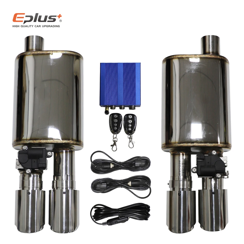 1 Pair Car Exhaust System Muffler Electric Valve Control Stainless steel Exhaust Pipe Kit Adjustable Valve Angle Carbon Nozzle