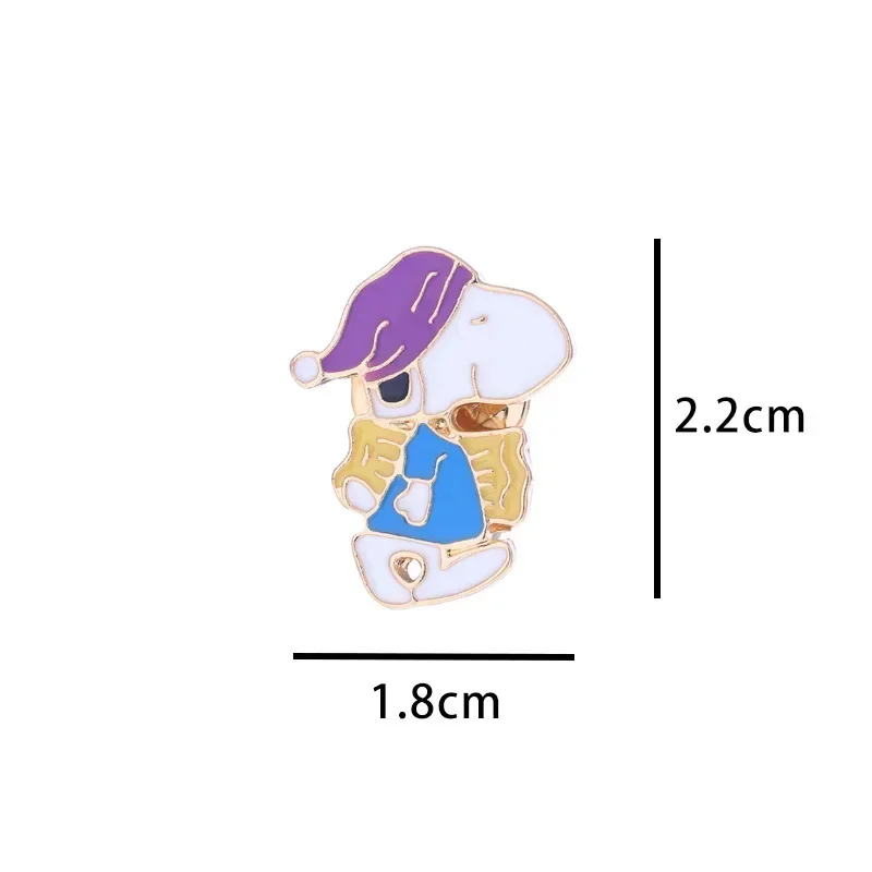 1set Snoopy Enamel Pins Anime Cute Metal Brooch Snoopy Dog Figure Backpack Pin Accessories for Women Man Jewelry Decoration Gift