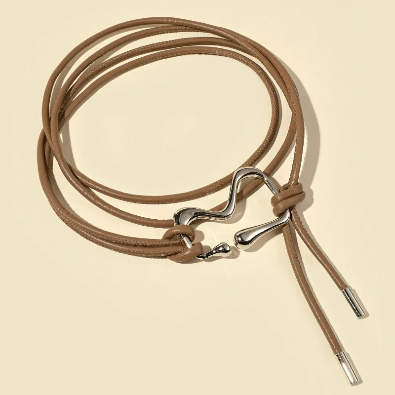 حزام بإبزيم ذهبي عالي الجودة، حزام رفيع للنساء، أشرطة سوداء قابلة للتعديل لحفلات مكتب الأعمال، ملابس غير رسمية #4