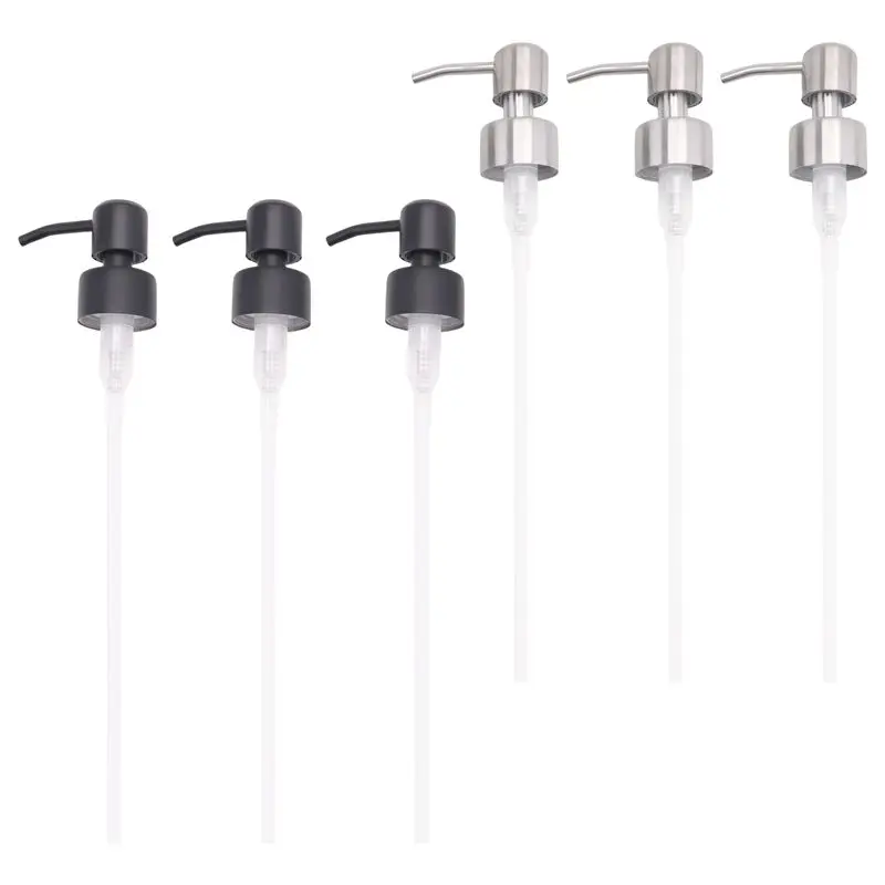 

A64Z 6Pcs Stainless Steel Liquid Soap Dispenser Pump Replacement With Thread For Standard 28/400 Neck Size Nozzle & Tube