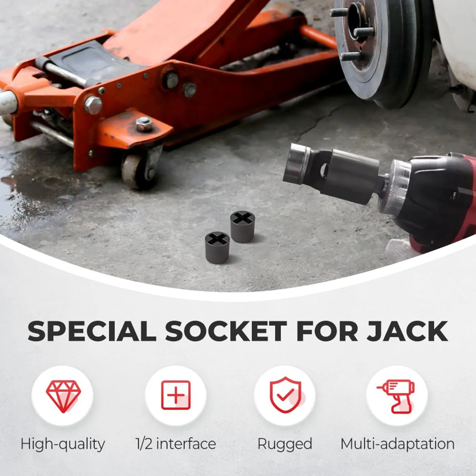 

Universal Scissor Car Jack Adapter Stabilizer Jack Drill Adapter Car Disassemble Tool Steel Ball Joint Rod Impact Wrench Tool