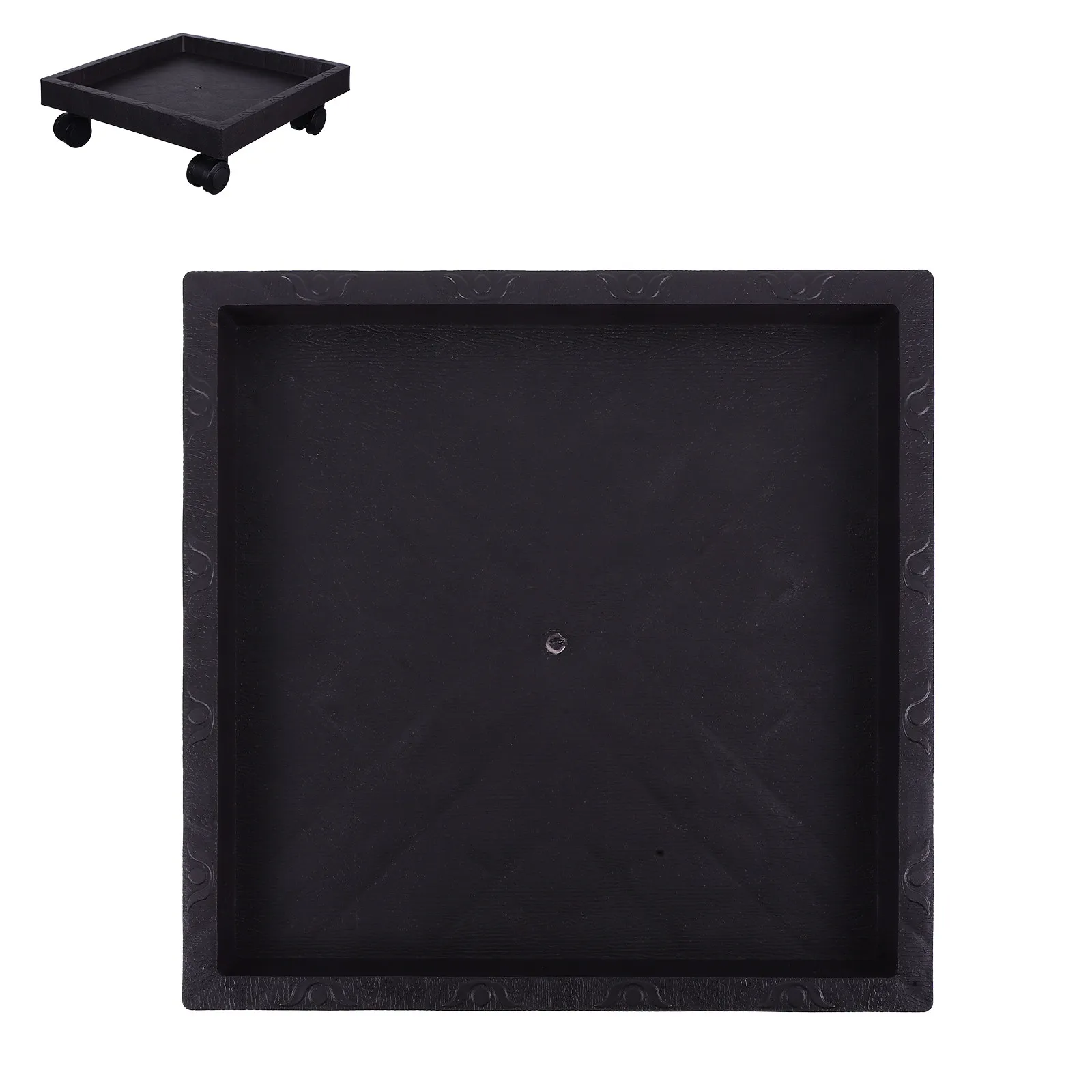 Square Plant Pot Stand Tray Holder 290Mm Outer Diameter 260Mm Inner Thick Plastic Rolling Plant Cart Indoor Outdoor Patio