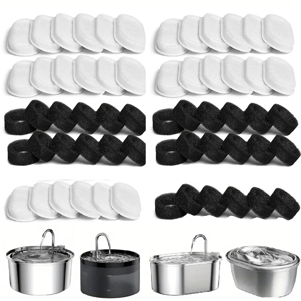 

10/20/30pcs Cat Water Fountain Filters,Pet Fountain Activated Carbon Replaced Filter For Cat Dog Water Fountain Dispenser Feeder