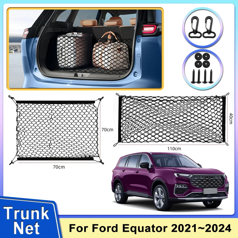 Car Trunk Nets For Ford Equator Sport Territory 2021 2022 2023 2024 Pocket Cage Auto Organizer Seat Back Bag Luggage Accessories