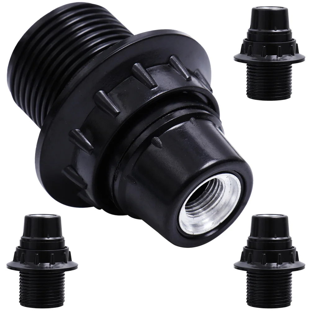 4 Pcs E14 Aluminum Cover Bakelite Lamp Holder Screw Self-locking Half-thread (4pcs) Replacement Socket Light Bulb Plastic