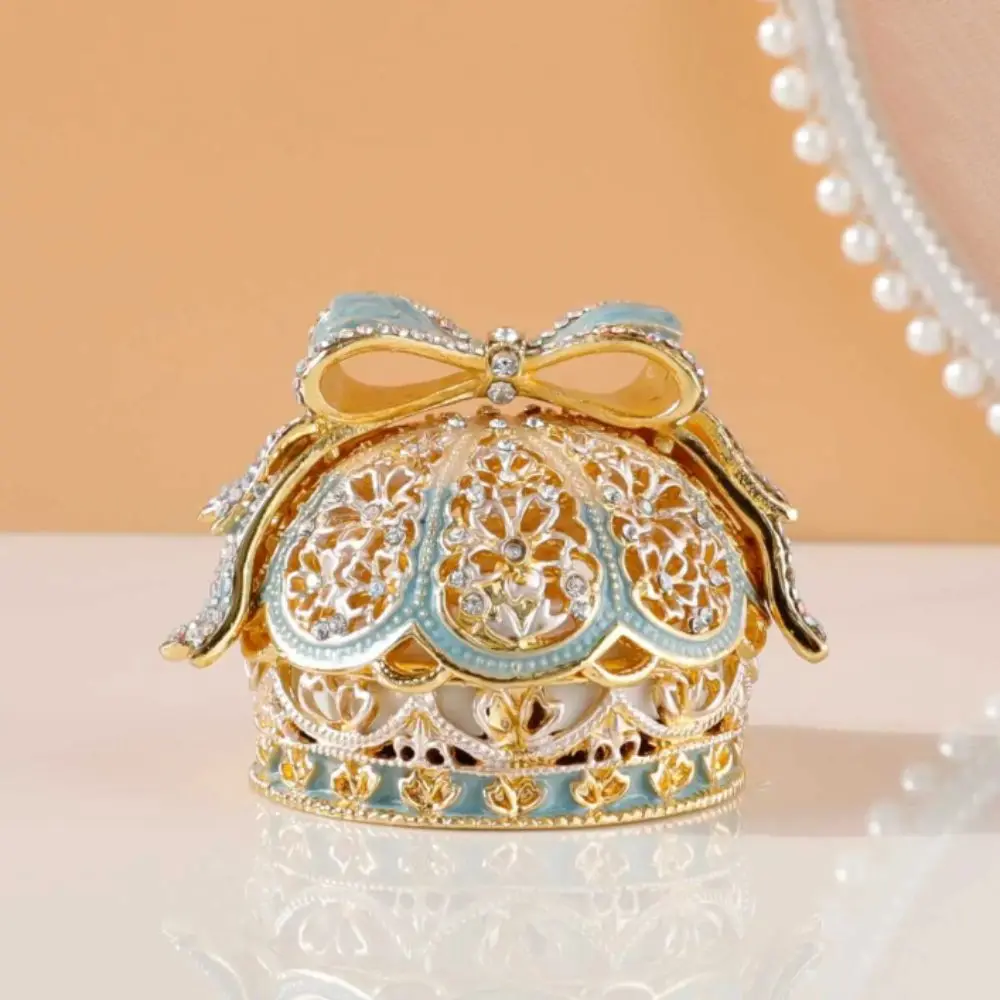 

Light Luxury Crown Jewelry Box Mini Size Desktop Design Creative Gift Box Enamel Finish European Style Jewelry Storage