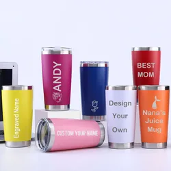 Custom Name Insulated Tumbler with Lid 20 oz, Stainless Steel Travel Mug Vacuum Double Wall, Thermal Cup Personalized Gift