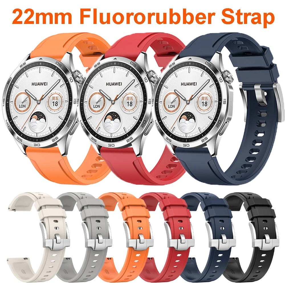 22mm Premium Rubber Watch Band Quick Release Fluororubber Strap Smartwatch Replacement Watchband Men Women Watches Accessories