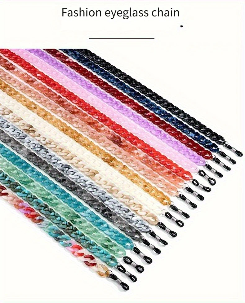 1ps Acryl Mehrfarbige Brillenkette Sonnenbrillenband Anti-Rutsch-Lanyard Halsseil Brillenzubehör – Detail 1