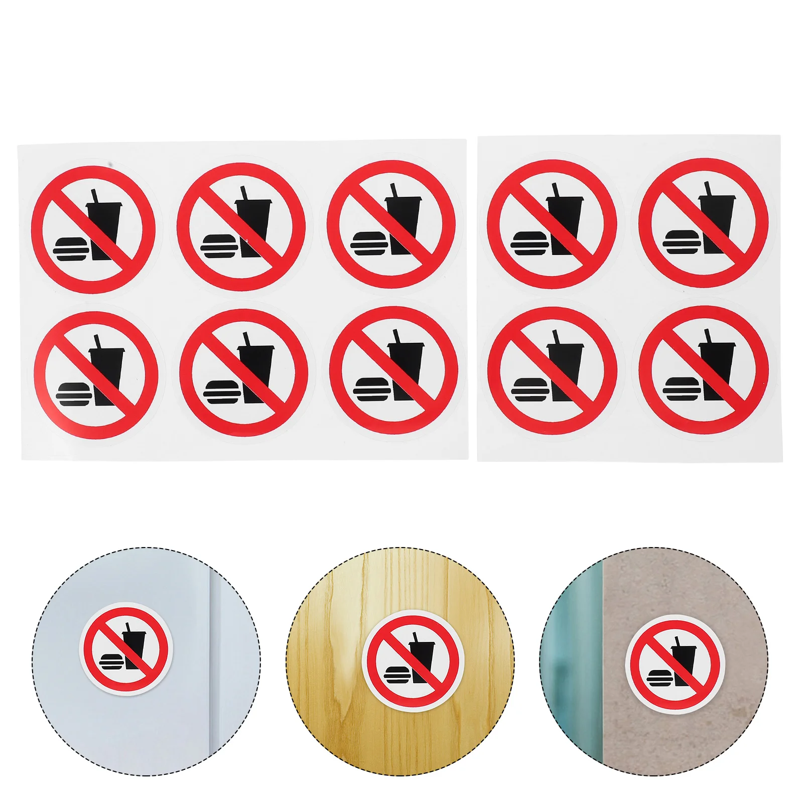 

10 Pcs Safety Warning Stickers Factory Logo Decals for Workshop Self-adhesive Vinyl No Food Drink Sign