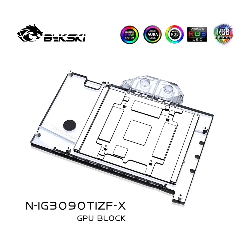 Bykski Water Block Use for Colorful GeForce RTX 3090Ti Battleax 24G / Full Cover Copper Radiator / RGB Light SYNC N-IG3090TIZF-X