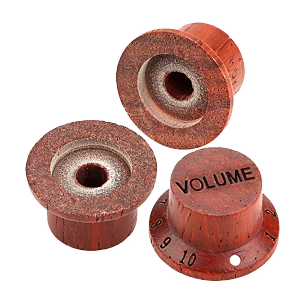 

3Pcs Wood Electric Guitar Volume Knobs Tone Control Replacement Guitar Potentiometer Caps Bass Dome Knob Accessories