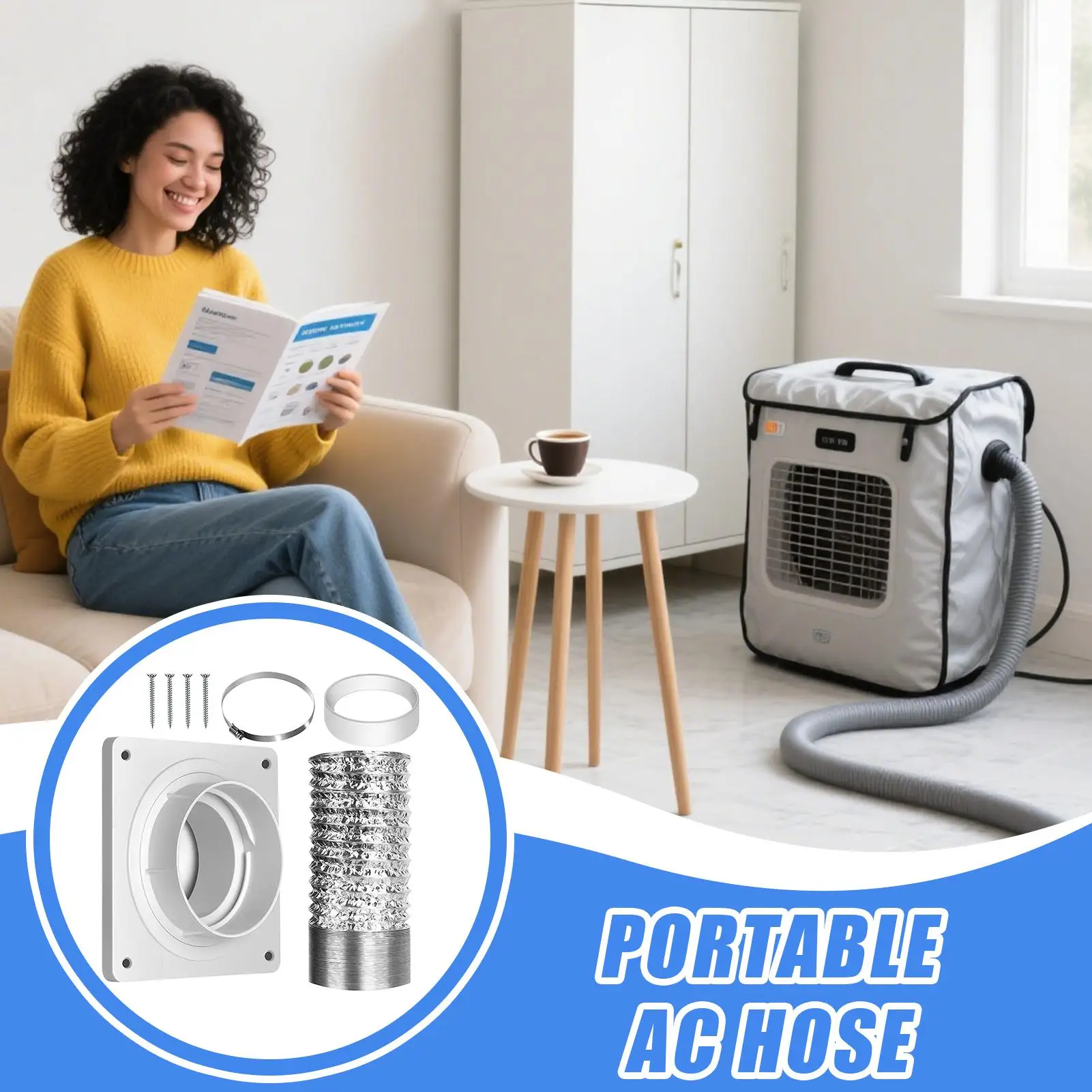 

Портативный комплект вентиляционного отверстия переменного тока, портативный комплект вентиляционного отверстия для оконного кондиционера, регулируемый разъем, уплотнительное кольцо для лета, охлаждающие воздуховоды для дома